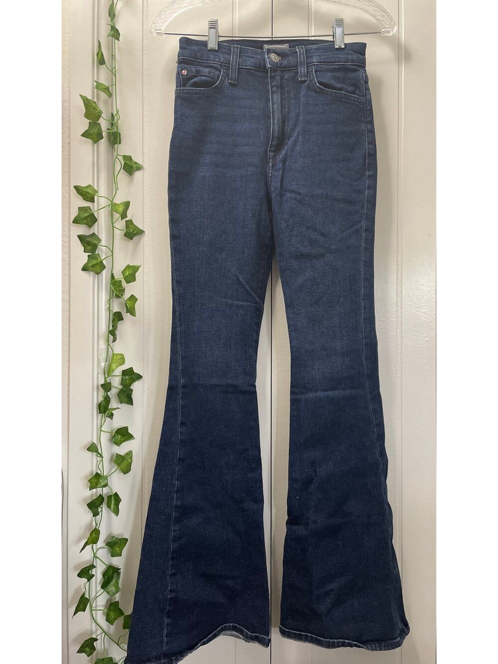 Women Hudson High Waisted Heidi Y2K Flared Dark Denim Jeans Size 24